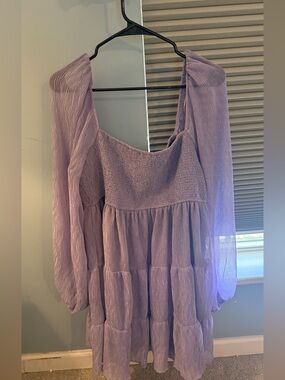 Altar’d STATE Lilac Tiered Smocked Long-Sleeve dress